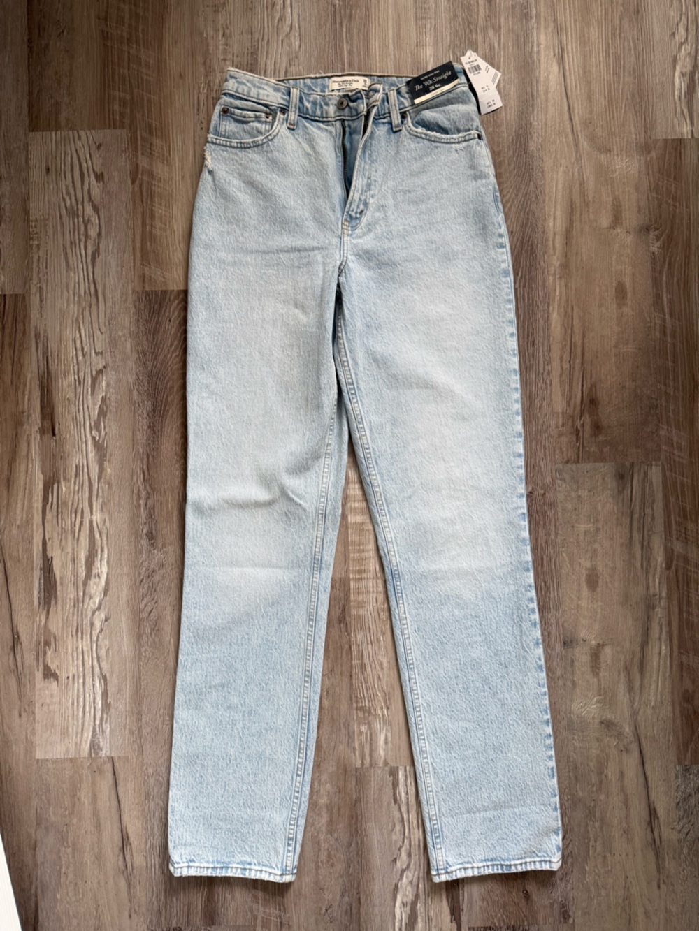 Abercrombie & Fitch Curve Love Ultra High Rise Light Wash Straight-Leg Jeans